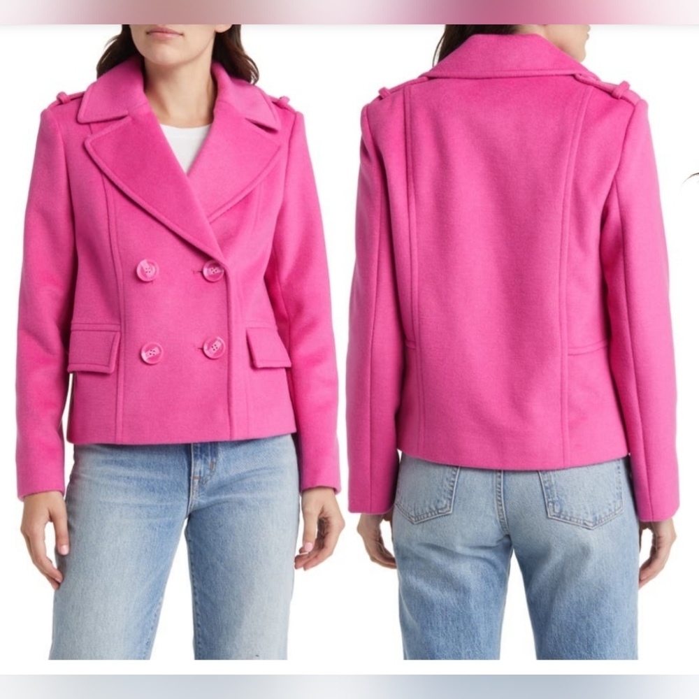 Sam Edelman Solid Felted Crop Peacoat
